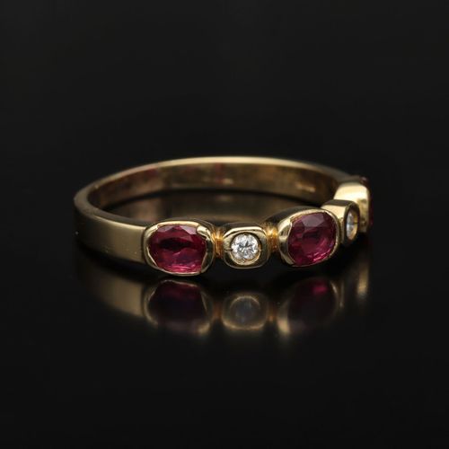 18ct Yellow Gold Ruby and Diamond Ring image-1