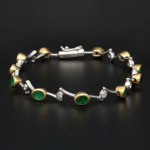 18ct Gold Emerald and Diamond Bracelet