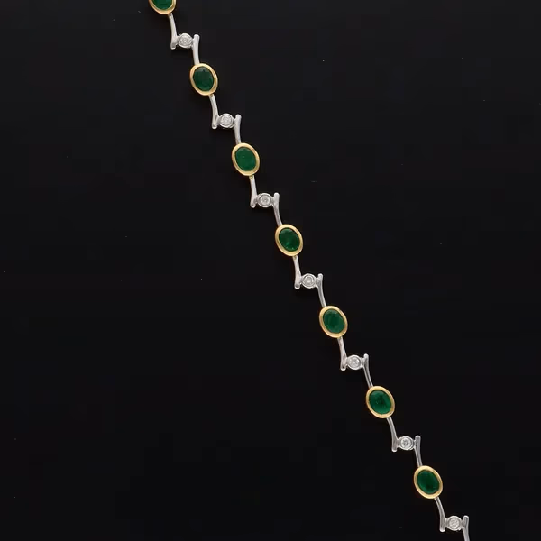 18ct Gold Emerald and Diamond Bracelet