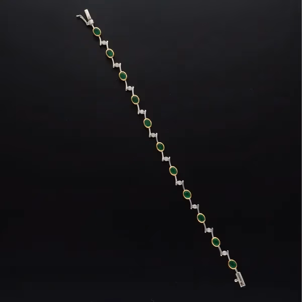 18ct Gold Emerald and Diamond Bracelet
