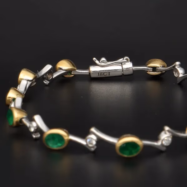 18ct Gold Emerald and Diamond Bracelet