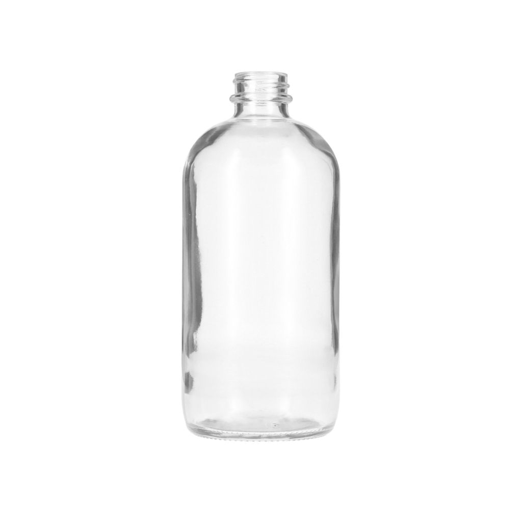 16oz (480ml) Flint (Clear) Boston Round Glass Bottle - 28-400 Neck ...