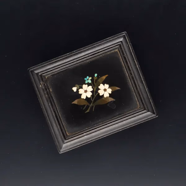 Italian Pietra Dura Inlaid Ebony Trinket Box