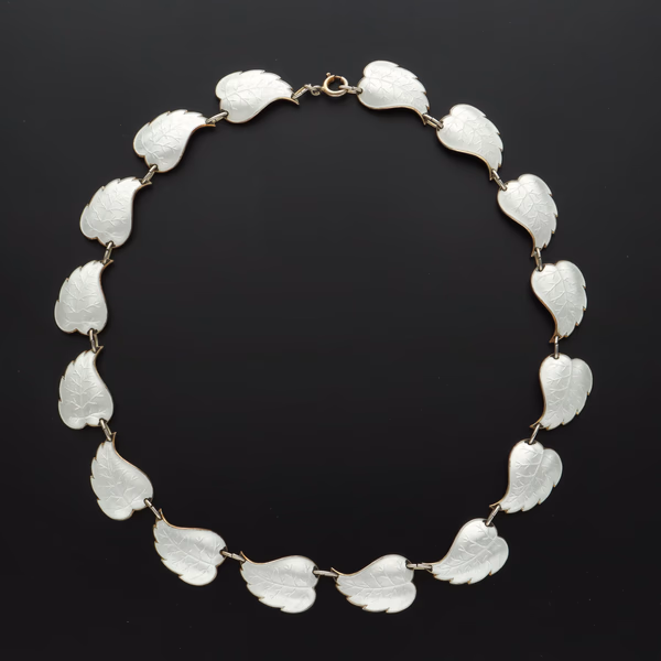 Silver Enamel Scandinavian Necklace