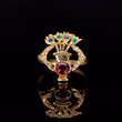 360° view of The Vintage 1988 Gemstone Flamboyant Vase Ring