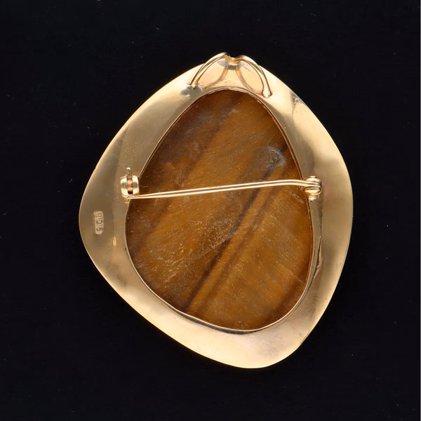 9ct Gold Tigers Eye Brooch