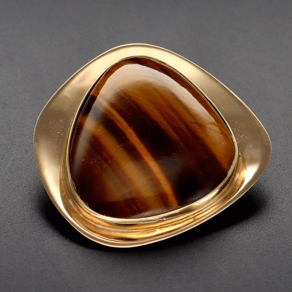 9ct Gold Tigers Eye Brooch