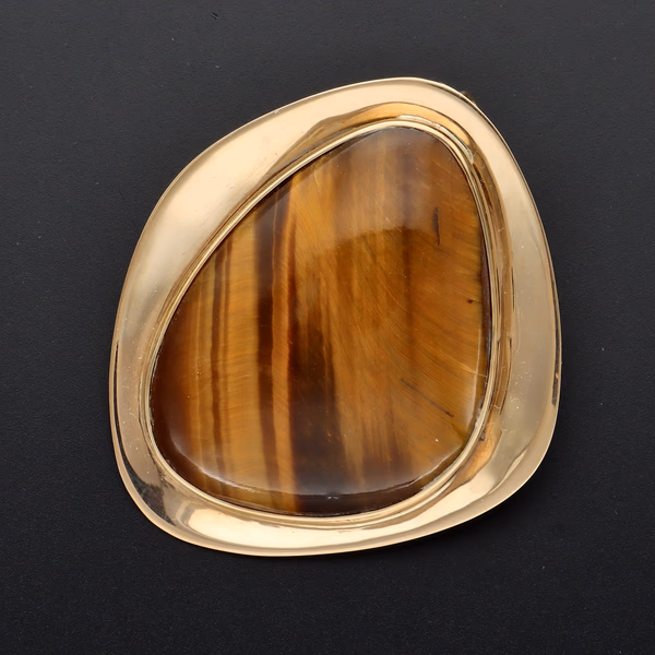 9ct Gold Tigers Eye Brooch