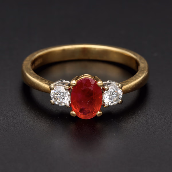 18ct Yellow Gold Ruby and Diamond Ring