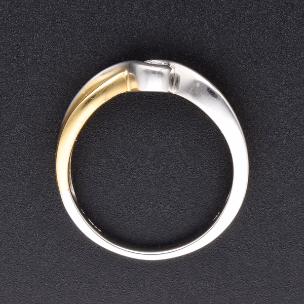 18ct White & Yellow Gold Diamond Crossover Ring