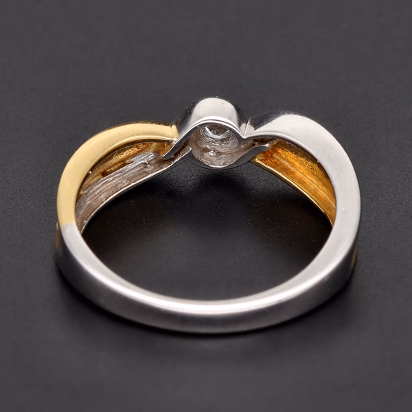 18ct White & Yellow Gold Diamond Crossover Ring