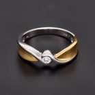 18ct White & Yellow Gold Diamond Crossover Ring