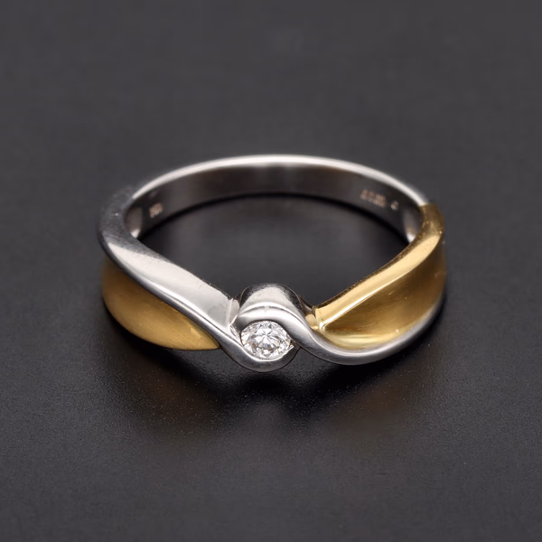 18ct White & Yellow Gold Diamond Crossover Ring