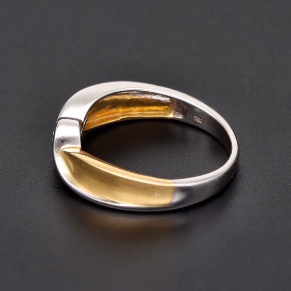 18ct White & Yellow Gold Diamond Crossover Ring