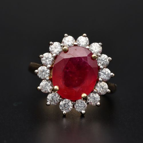 9ct Gold Ruby and White Zircon Ring image-2