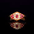 360° view of The Antique Victorian 1881 Ruby And Diamond Floral Cluster Ring