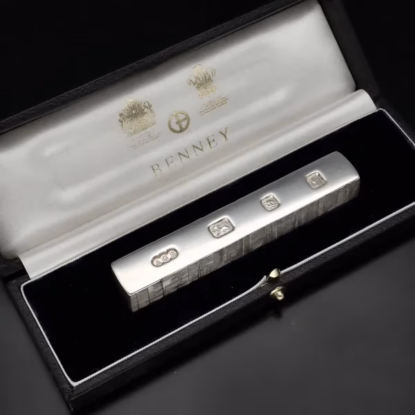Boxed Modernist Silver Ingot Paperweight
