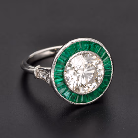 Platinum Ring With 4.02ct Diamond & Emerald Halo