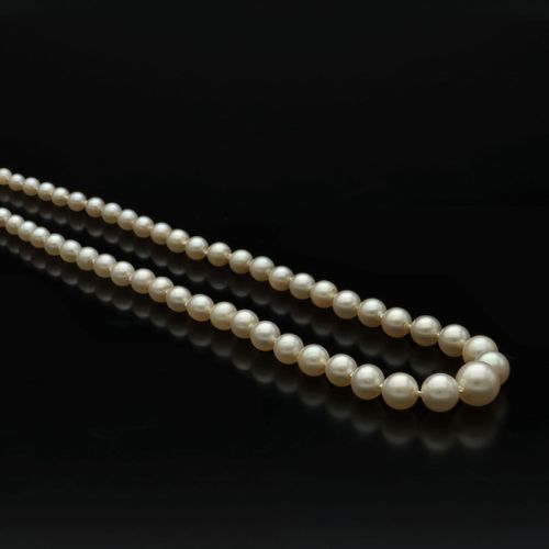 Vintage Silver Clasp Graduated Re-Strung Cultured Pearls image-1