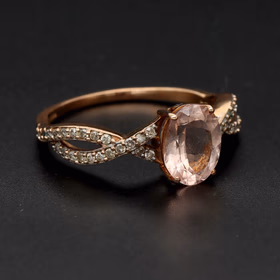 9ct Gold Pink Kunzite Diamond Ring