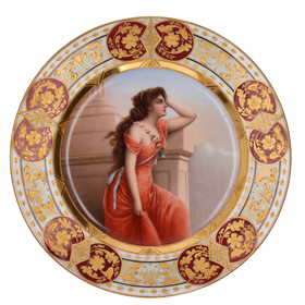 Royal Vienna Cabinet Lady In Red Plate