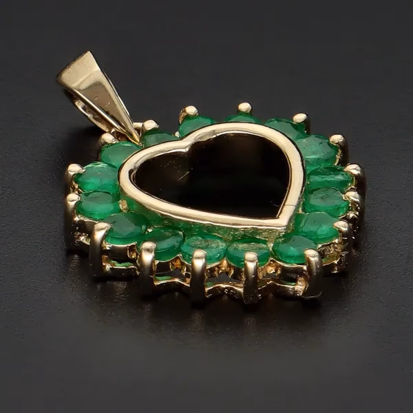 18ct Gold Emerald Heart Pendant