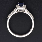 18ct White Gold Oval Sapphire & Diamond Halo Ring