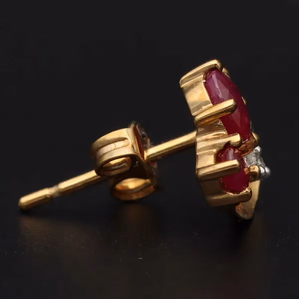 Vintage 9ct Gold Ruby and Diamond Earrings
