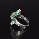 Art Deco Platinum Diamond and Emerald Ring