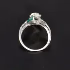 Art Deco Platinum Diamond and Emerald Ring