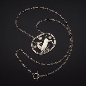 Sterling Silver Kneeling Deer Pendant by Arno Malinowski for Georg Jensen