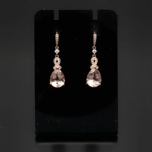 18ct Rose Gold Morganite and Diamond Drop Earrings