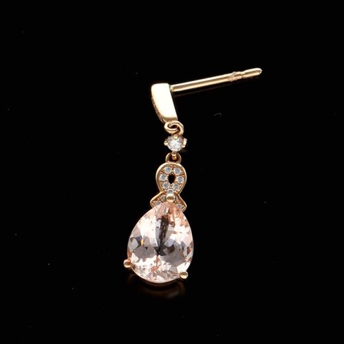 18ct Rose Gold Morganite and Diamond Drop Earrings image-5