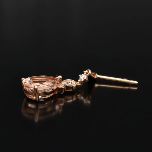 18ct Rose Gold Morganite and Diamond Drop Earrings image-6