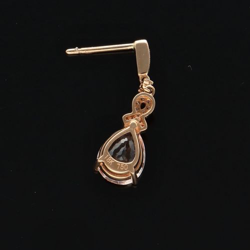 18ct Rose Gold Morganite and Diamond Drop Earrings image-4