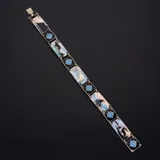 Norwegian Sterling Silver & Hand-Painted Enamel Bracelet