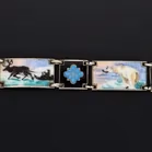 Norwegian Sterling Silver & Hand-Painted Enamel Bracelet