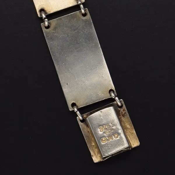Norwegian Sterling Silver & Hand-Painted Enamel Bracelet