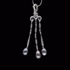 18ct White Gold Diamond and Pearl Drop Pendant Necklace