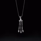 18ct White Gold Diamond and Pearl Drop Pendant Necklace