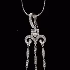 18ct White Gold Diamond and Pearl Drop Pendant Necklace