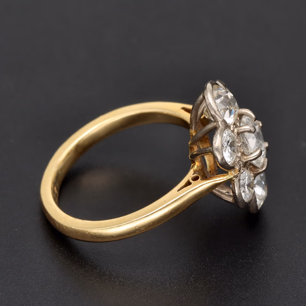 1920s 18ct Yellow Gold Ring 2ct Old-Cut Diamonds