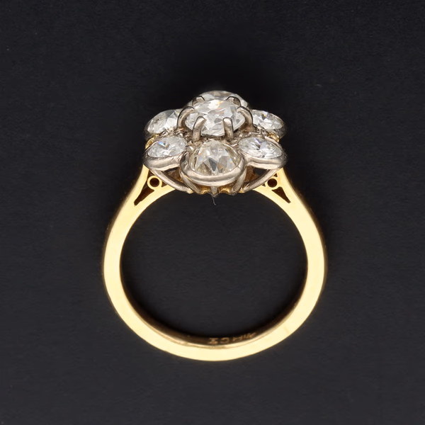1920s 18ct Yellow Gold Ring 2ct Old-Cut Diamonds