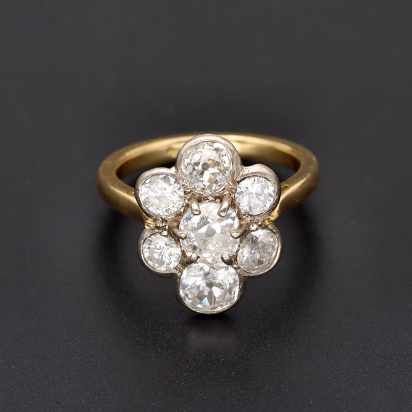 1920s 18ct Yellow Gold Ring 2ct Old-Cut Diamonds