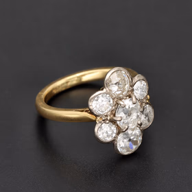 1920s 18ct Yellow Gold Ring 2ct Old-Cut Diamonds