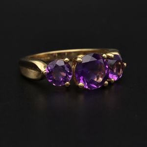 9ct Gold Three Stone Amethyst Ring