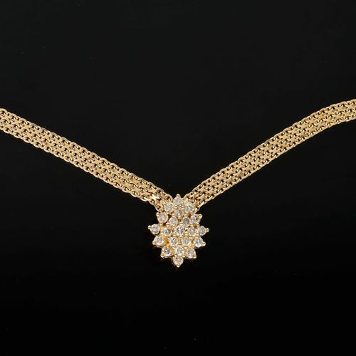 Vintage 14ct Gold Diamond Necklace image-1