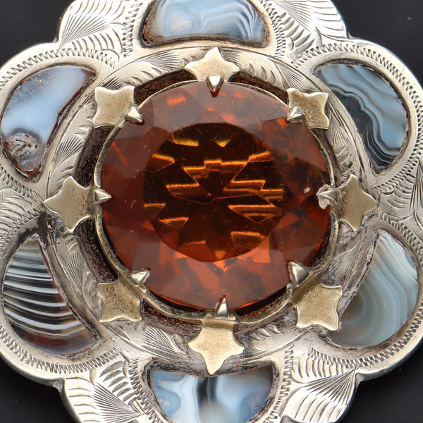 Victorian Scottish Silver & Agate Brooch