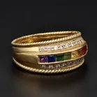18ct Yellow Gold Diamond & Coloured Stone Ring
