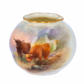 Royal Worcester 'Weythen' Vase & Highland Cattle